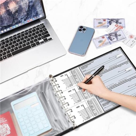 7 Ring Business Check Book Binder, 600 Checks Capacity for 9" x 13" Sheets, PU - Picture 6 of 8